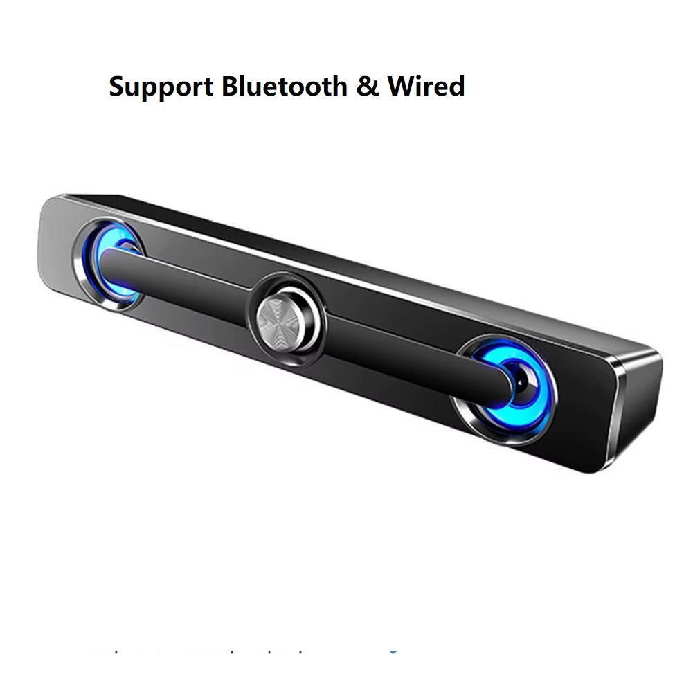 Bluetooth and Wired Stereo Sound Bar Speakers for Projectors, PCs, Laptops, and Phones with 3.5mm AUX Input