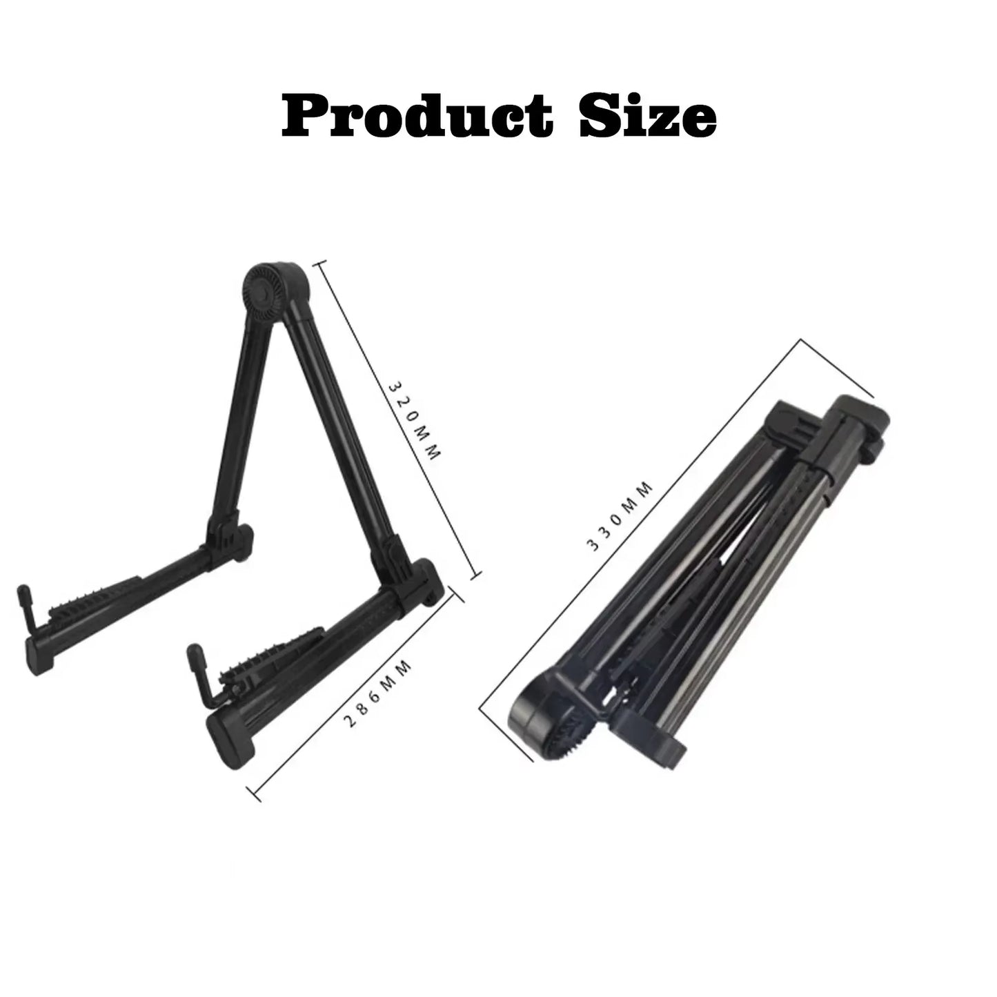 Portable Folding A-Frame Guitar Stand for Acoustic, Classical, Electric, Bass Guitars, Banjo, and Ukulele - Universal ABS Design