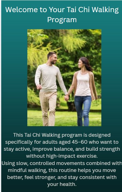 Tai Chi Walking Workout Program (Ages 45–60) | Beginner Balance & Mobility Plan