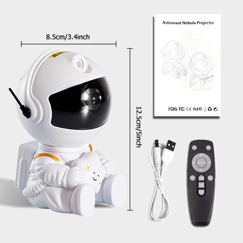 Galaxy Star Projector Night Light - Astronaut-Themed LED Lamp for Bedroom Decor and Children's Gifts