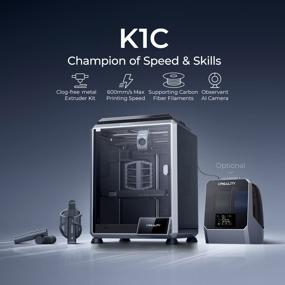 K1C 3D Printer - 600Mm/S Printing, 220X220X250Mm Build Volume, 300°C High-Temp Nozzle, Carbon Fiber Filament Support