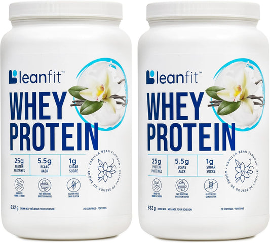 Natural Vanilla Whey Protein - 2-Pack (832g Total) - 100% Grass-Fed Whey Protein Powder, 25g Protein per Serving, Gluten-Free, BCAAs, Amino Acids - 26 Servings