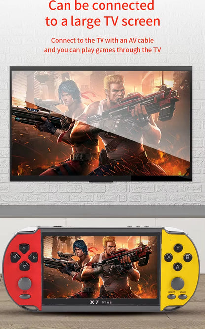 X7Plus Handheld Game Console with 5.1-Inch HD Screen, Portable Audio Video Player, Over 15,000 Built-In Classic Games