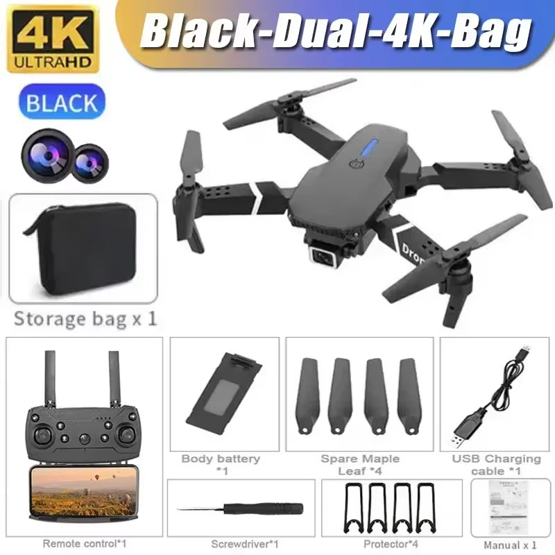 E88 Professional Drone with 4K Wide-Angle HD Camera, Wifi FPV, Height Hold, and Foldable Design - Ideal for Children and Enthusiasts