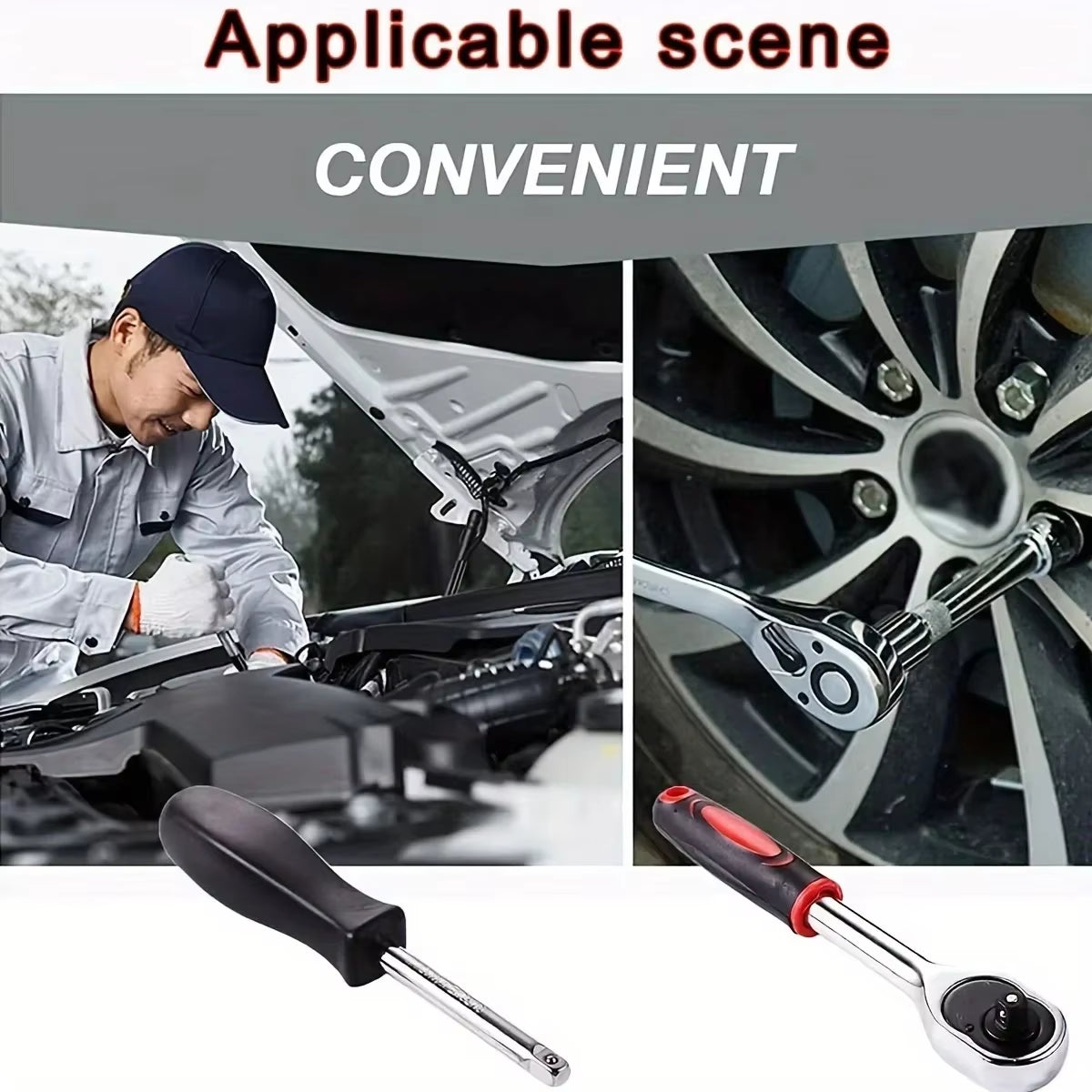 46-Piece Automotive Repair Combination Ratchet Wrench Tool Set for Vehicle Maintenance