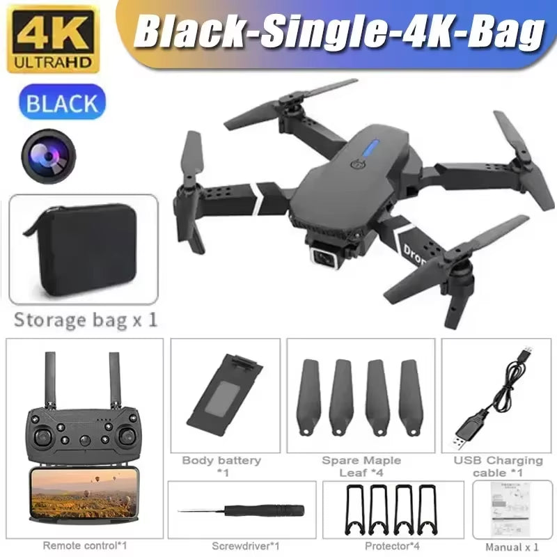 E88 Professional Drone with 4K Wide-Angle HD Camera, Wifi FPV, Height Hold, and Foldable Design - Ideal for Children and Enthusiasts