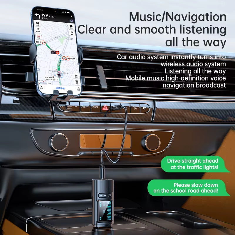 Bluetooth 5.4 Audio Receiver and Transmitter with AUX and USB Connectivity, LED Display, and TF Card Playback for Car, TV, Speakers, and PC