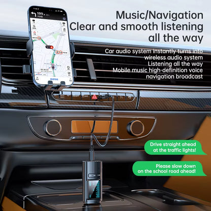 Bluetooth 5.4 Audio Receiver and Transmitter with AUX and USB Connectivity, LED Display, and TF Card Playback for Car, TV, Speakers, and PC