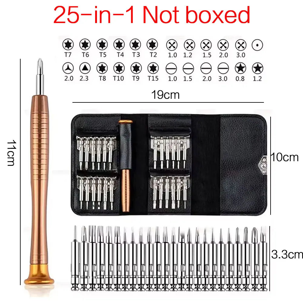 Professional Precision Screwdriver Set for Laptop Repair - 25 in 1 Tool Kit with T5 and T6 Torx Screwdrivers