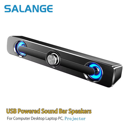 Bluetooth and Wired Stereo Sound Bar Speakers for Projectors, PCs, Laptops, and Phones with 3.5mm AUX Input