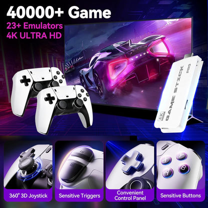 2025 Enhanced Retro Gaming Console: 4K HDMI Video Game System with Over 40,000 Games, 23 Emulators, and Dual 2.4G Controllers (128GB) - Plug and Play Design