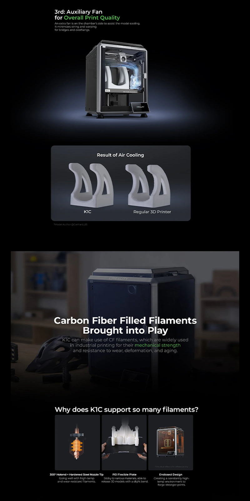 K1C 3D Printer - 600Mm/S Printing, 220X220X250Mm Build Volume, 300°C High-Temp Nozzle, Carbon Fiber Filament Support