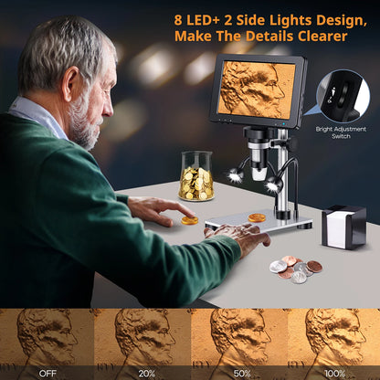 7-Inch Digital Microscope with 1200X Zoom and 12MP HD Camera for Soldering and Phone Repair Applications