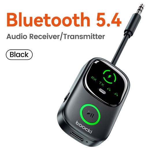 2-in-1 Bluetooth 5.4 Audio Receiver and Transmitter Adapter for TV, Earphones, Cars, and Flights with 3.5mm AUX Connectivity