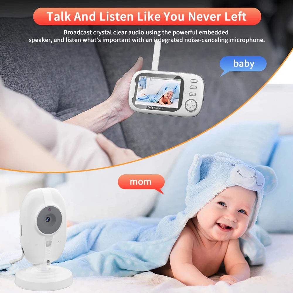 3.5-Inch Wireless Video Baby Monitor with Night Vision, Temperature Monitoring, and Two-Way Audio Communication