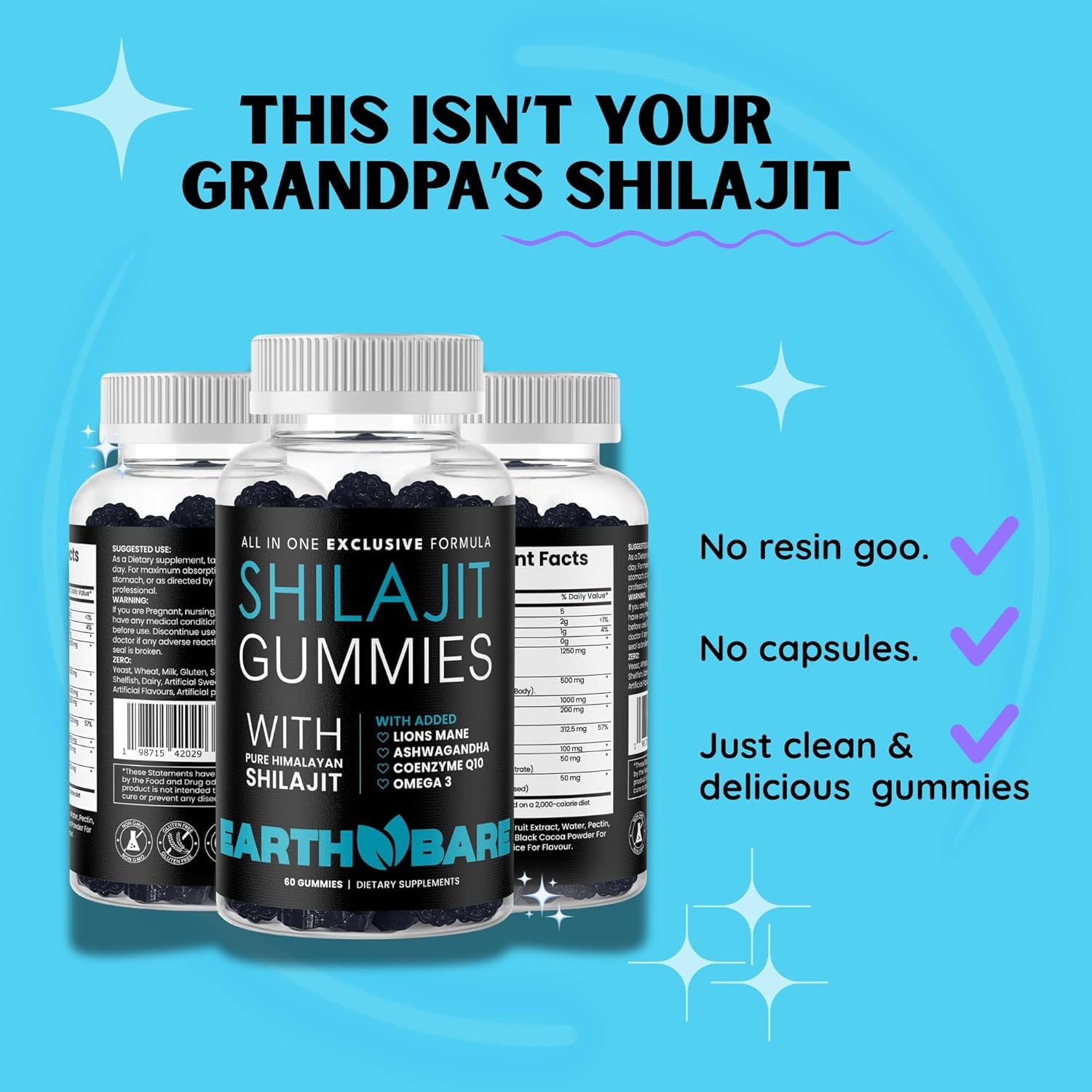 Himalayan Shilajit with Lion’S Mane, Ashwagandha, Coq10, and Omega-3 – Premium Exclusive Gummies for Energy, Focus, and Wellness - 60 Count