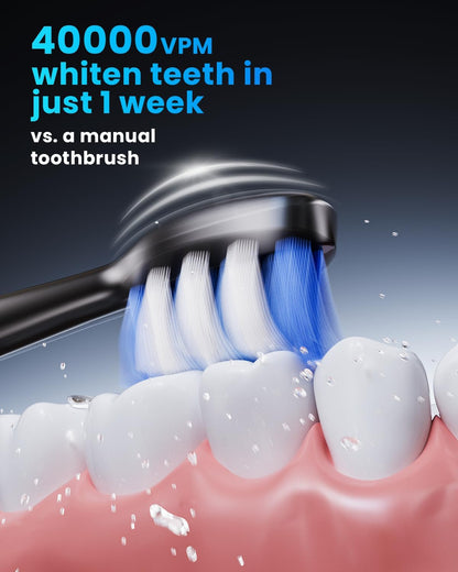 Sonic Electric Toothbrush for Adults, Rechargeable Ultrasonic Electric Toothbrush with 8 Brush Heads, Travel Case, Charging Base & Wireless Charging - 5 Modes with Smart Timer