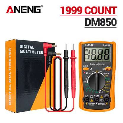 DM850 Professional Digital Multimeter with Automatic 1999 Counts for AC/DC Voltage, Ohm, and Current Measurement