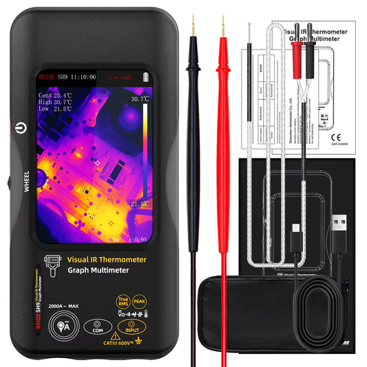 SH9 Industrial Thermal Camera with 3.98-Inch Display and 20,000 Counts Multimeter for Circuit Board Electrical Inspection