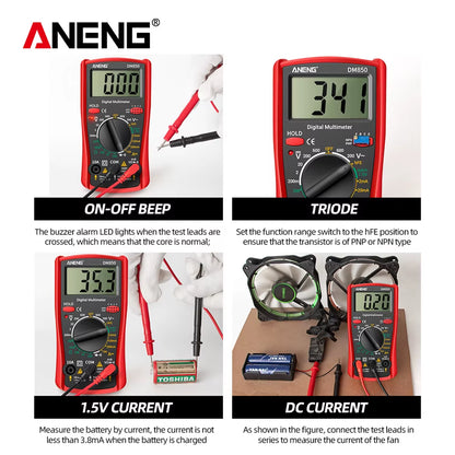 DM850 Professional Digital Multimeter with Automatic 1999 Counts for AC/DC Voltage, Ohm, and Current Measurement