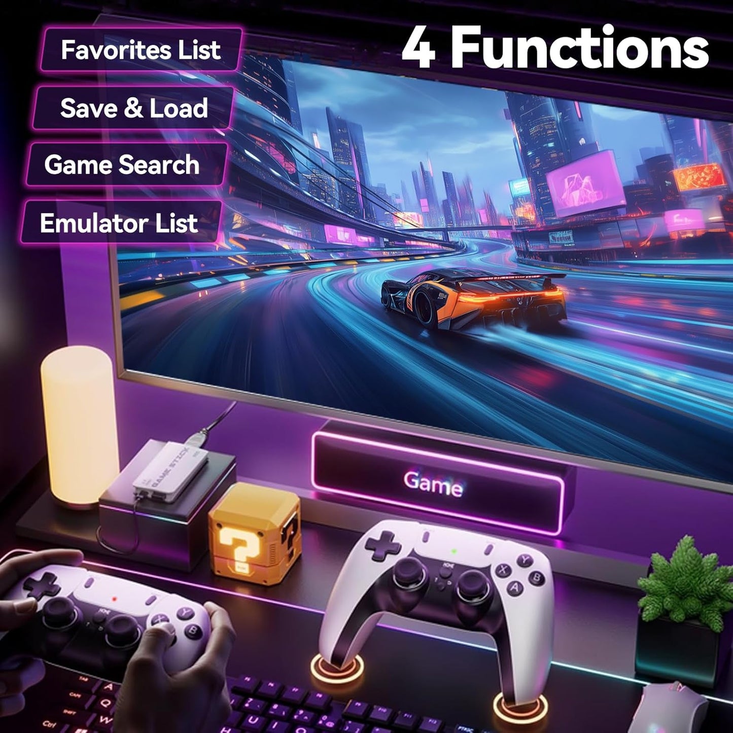 2025 Enhanced Retro Gaming Console: 4K HDMI Video Game System with Over 40,000 Games, 23 Emulators, and Dual 2.4G Controllers (128GB) - Plug and Play Design