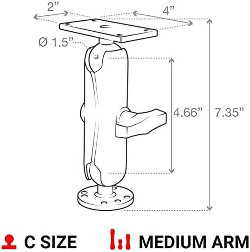 Drill-Down Double GPS Ball Mount for Humminbird Helix 7 with Medium Arm - Model RAM-202-24-202U