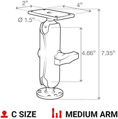 Drill-Down Double GPS Ball Mount for Humminbird Helix 7 with Medium Arm - Model RAM-202-24-202U