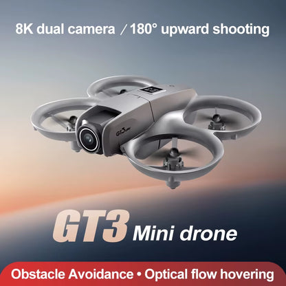 GT3 Mini Foldable Drone with LED Lights, 8K Aerial Photography, Optical Flow Positioning, and 360° Obstacle Avoidance