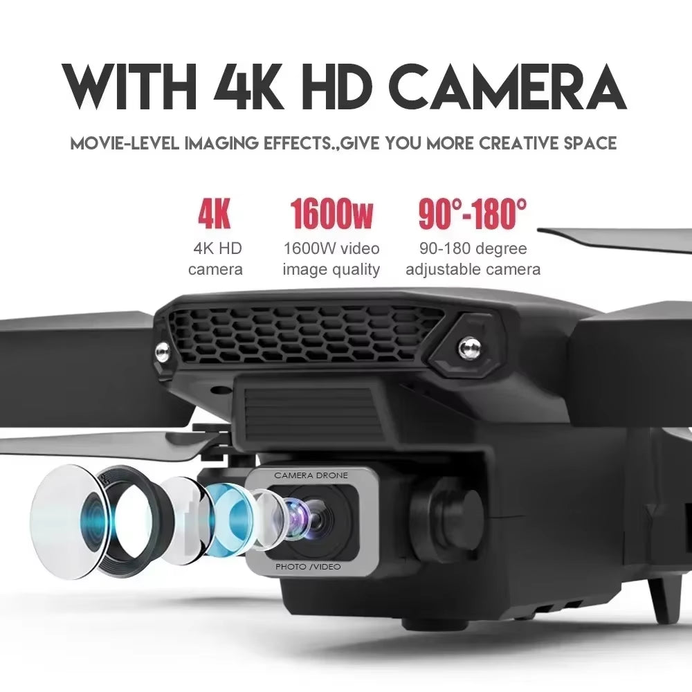 E88 Professional Drone with 4K Wide-Angle HD Camera, Wifi FPV, Height Hold, and Foldable Design - Ideal for Children and Enthusiasts