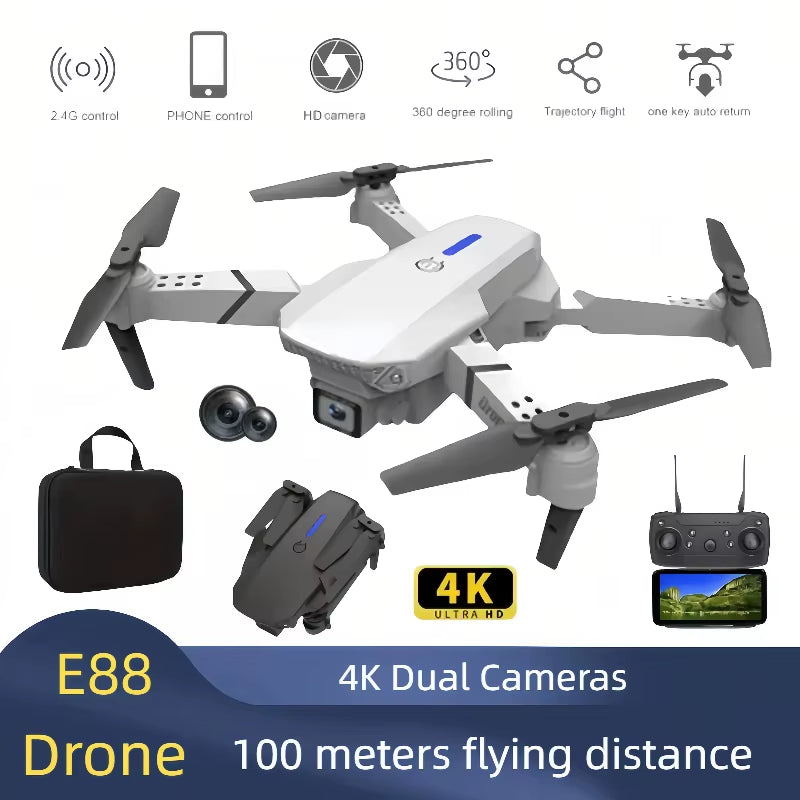 Professional E88 Drone with 4K Wide-Angle HD Camera, Wifi FPV, Height Hold, and Foldable Design - Ideal for Children and Hobbyists
