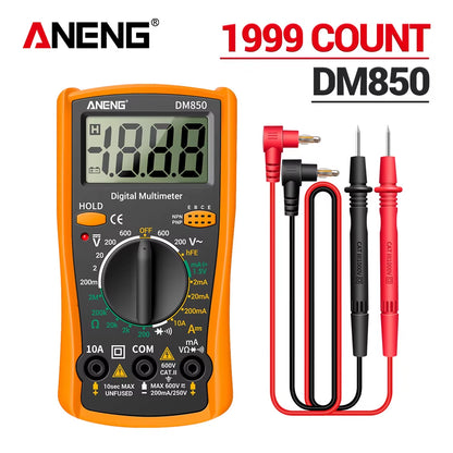 DM850 Professional Digital Multimeter with Automatic 1999 Counts for AC/DC Voltage, Ohm, and Current Measurement