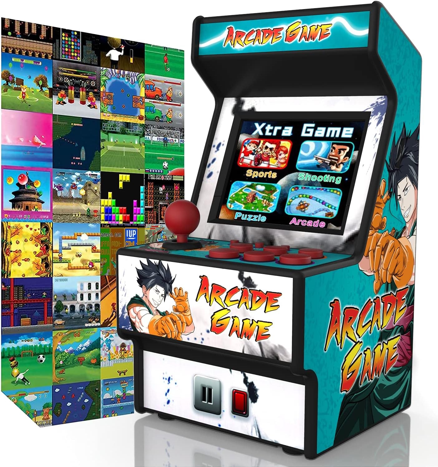 Portable Retro Game Console - Mini Arcade Machine with 156 Classic Games, Rechargeable Battery, 2.8-Inch Color Display, TV Connectivity, Perfect Gift for All Ages