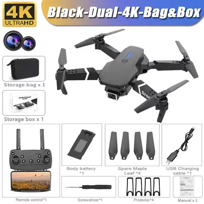 E88 Professional Drone with 4K Wide-Angle HD Camera, Wifi FPV, Height Hold, and Foldable Design - Ideal for Children and Enthusiasts