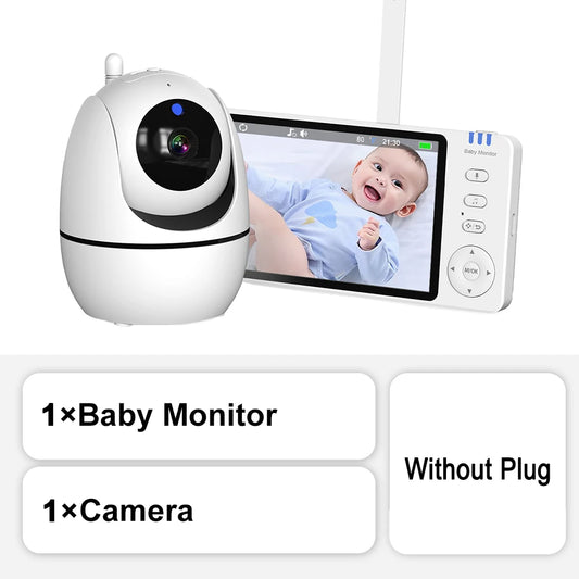 5-Inch PTZ Zoom Video Baby Monitor with Camera, Temperature Sensor, and Lullaby Function for Enhanced Security and Surveillance