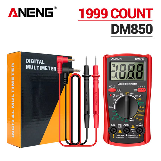 DM850 Professional Digital Multimeter with Automatic 1999 Counts for AC/DC Voltage, Ohm, and Current Measurement