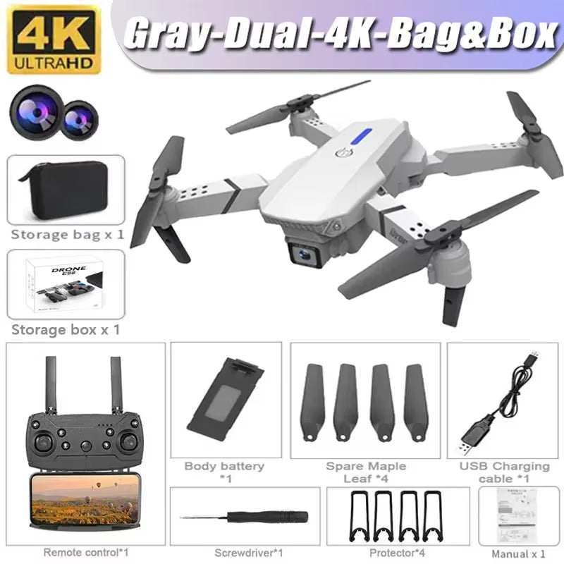 Professional E88 Drone with 4K Wide-Angle HD Camera, Wifi FPV, Height Hold, and Foldable Design - Ideal for Children and Hobbyists