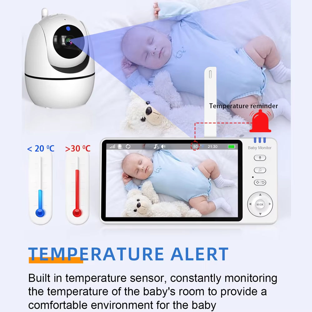 5-Inch Wireless Video Baby Monitor with Pan-Tilt Camera, Two-Way Audio, Night Vision, VOX Function, and USB Charging