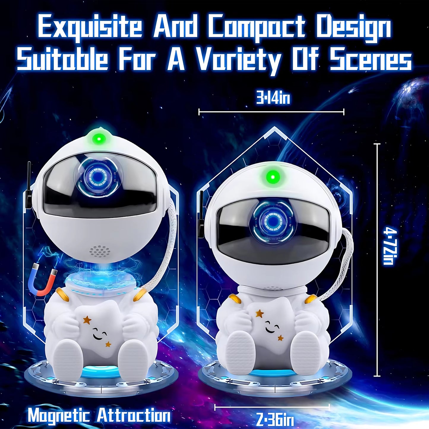 Galaxy Star Projector Night Light - Astronaut-Themed LED Lamp for Bedroom Decor and Children's Gifts