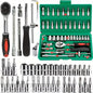 Professional 46-Piece Advanced Car Repair Tool Set in Green Toolbox - Essential Ratchet and Maintenance Kit