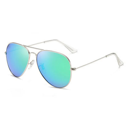 3026 Stainless Steel Metal Fashion Sunglasses with Tempered Glass for Men and Women - Pilot Style