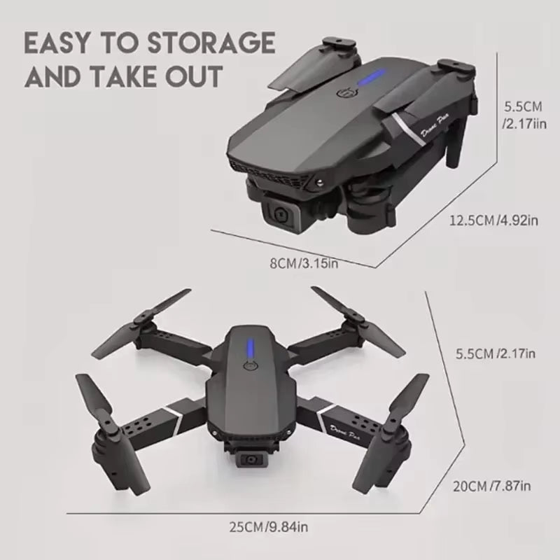 E88 Professional Drone with 4K Wide-Angle HD Camera, Wifi FPV, Height Hold, and Foldable Design - Ideal for Children and Enthusiasts