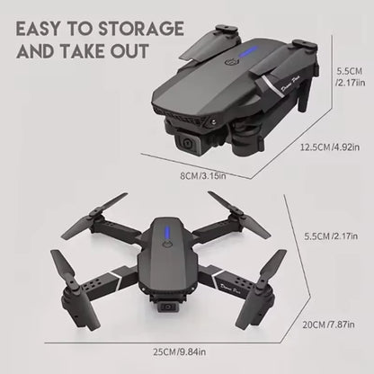 E88 Professional Drone with 4K Wide-Angle HD Camera, Wifi FPV, Height Hold, and Foldable Design - Ideal for Children and Enthusiasts