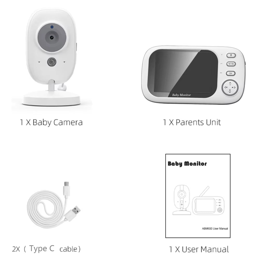 3.5-Inch Video Baby Monitor with Night Vision, 2.4G Two-Way Audio, and Temperature Monitoring