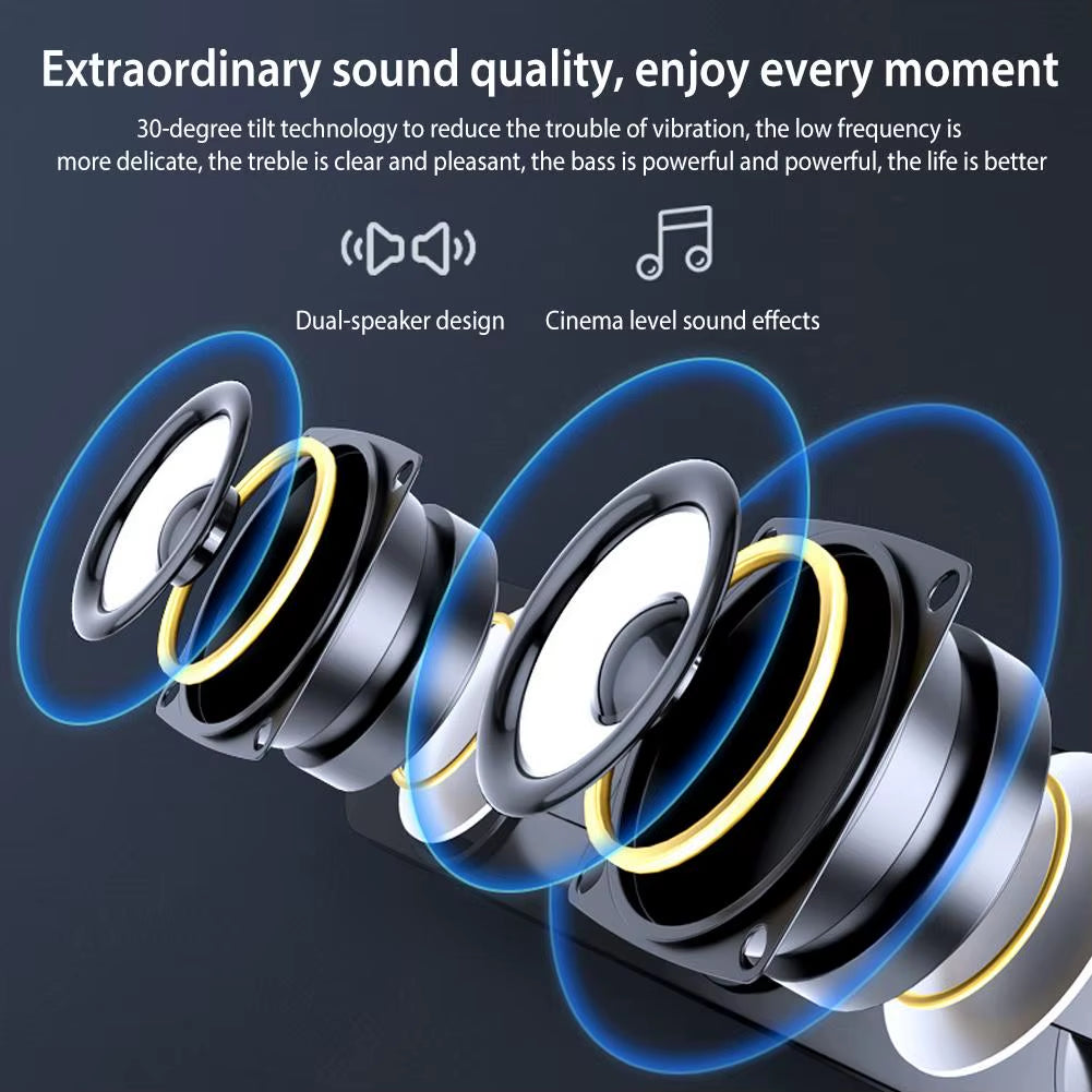 Bluetooth and Wired Stereo Sound Bar Speakers for Projectors, PCs, Laptops, and Phones with 3.5mm AUX Input