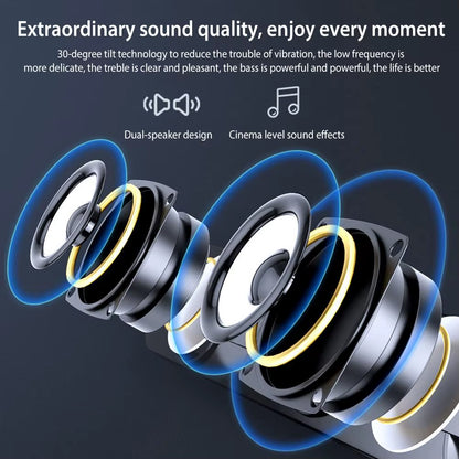 Bluetooth and Wired Stereo Sound Bar Speakers for Projectors, PCs, Laptops, and Phones with 3.5mm AUX Input