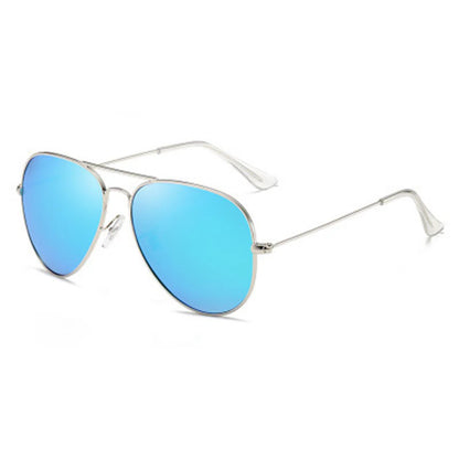 3026 Stainless Steel Metal Fashion Sunglasses with Tempered Glass for Men and Women - Pilot Style