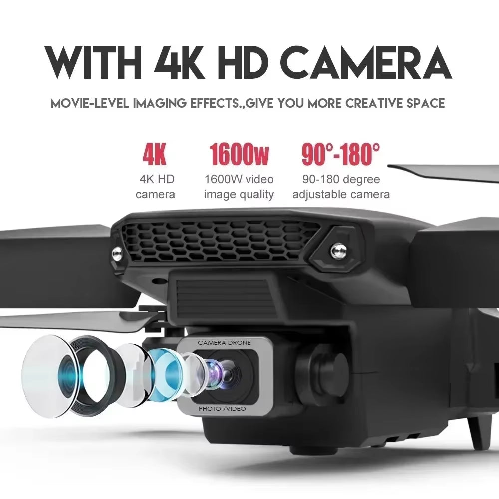 Professional E88 Drone with 4K Wide-Angle HD Camera, Wifi FPV, Height Hold, and Foldable Design - Ideal for Children and Hobbyists