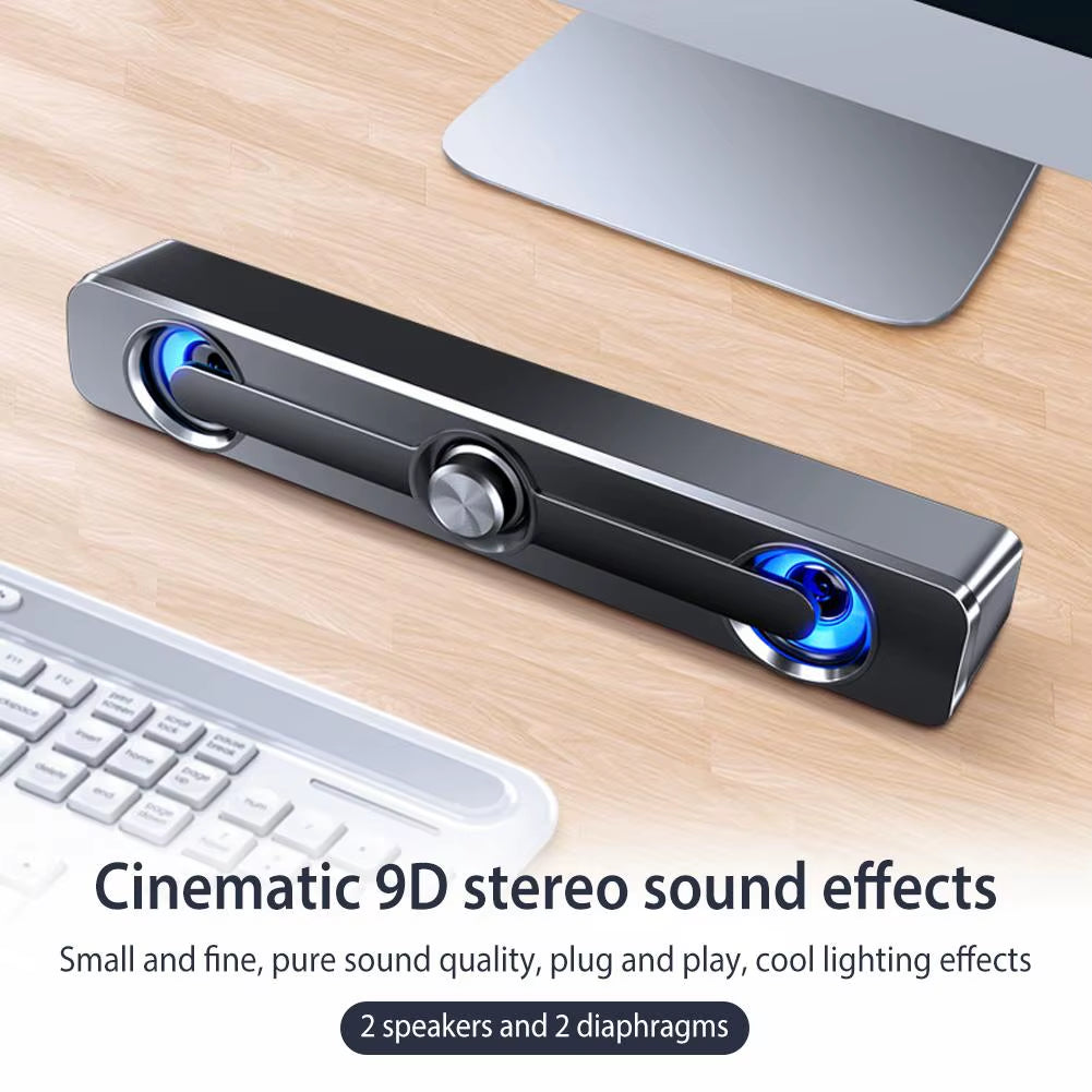 Bluetooth and Wired Stereo Sound Bar Speakers for Projectors, PCs, Laptops, and Phones with 3.5mm AUX Input