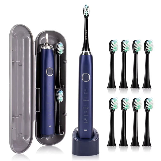 S100 Smart Ultrasonic Electric Toothbrush with 8 Brush Heads - Rechargeable Teeth Whitening Solution for Adults