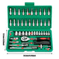 46-Piece Mechanic Tool Set with Metric and Inch Sockets, Hex Bits, and Ratchet Wrench for Automotive and Household Repairs